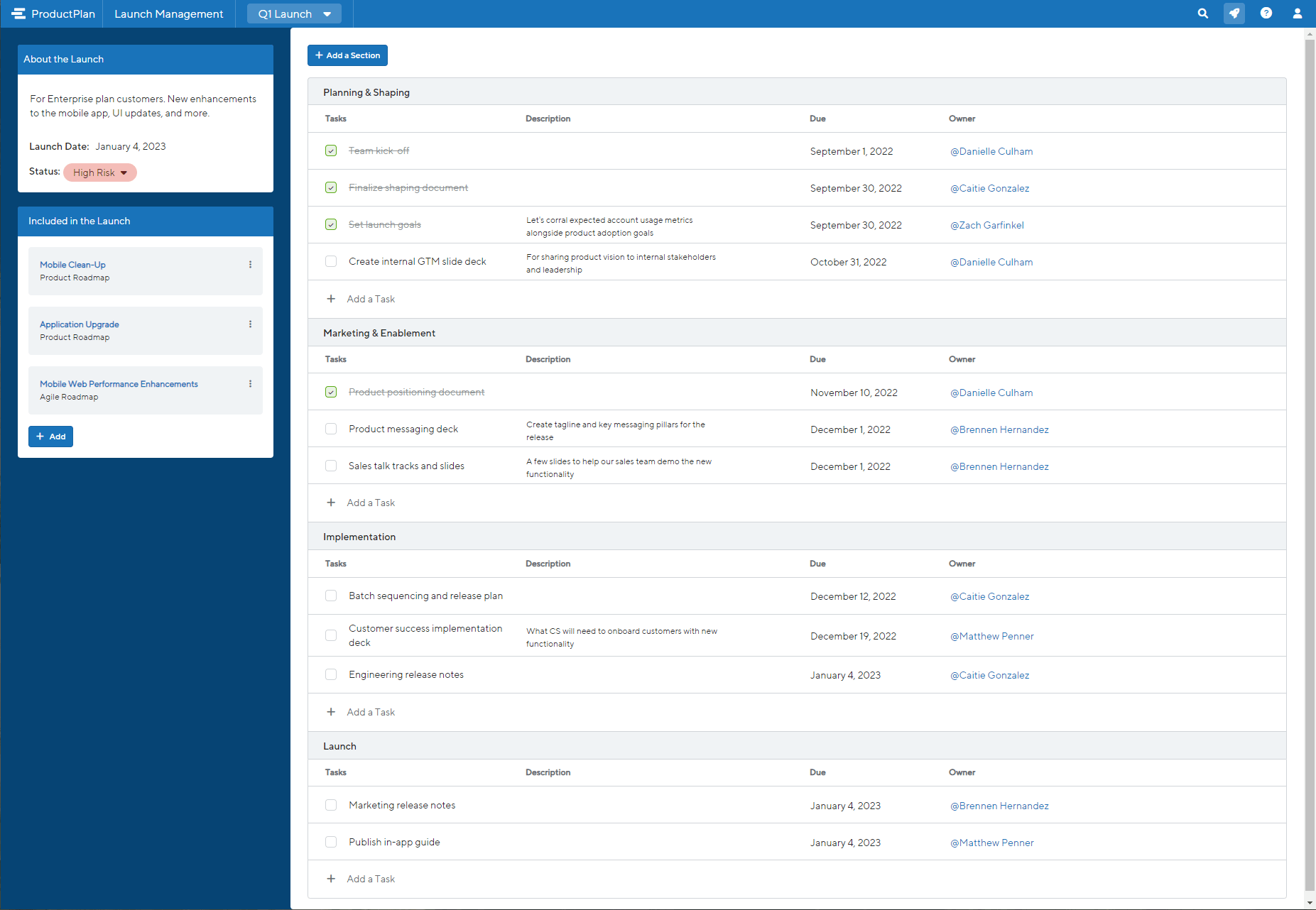 Launch Management Checklist