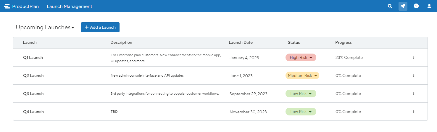 Launch Management Dashboard