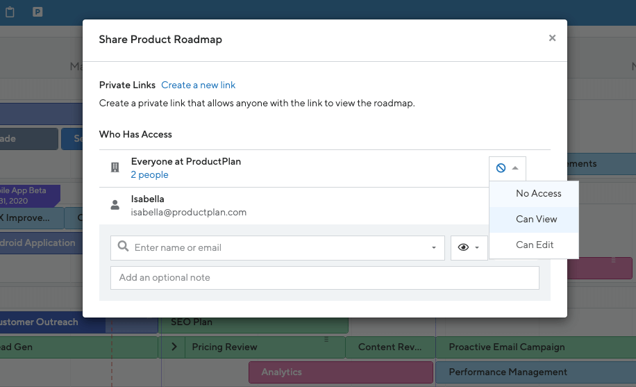 sharing product roadmap